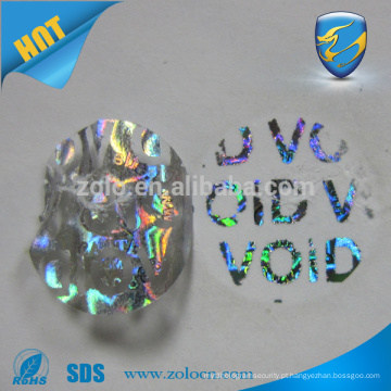 Adesivos de holograma personalizados à prova de invólucros baratos com vazio esquerdo